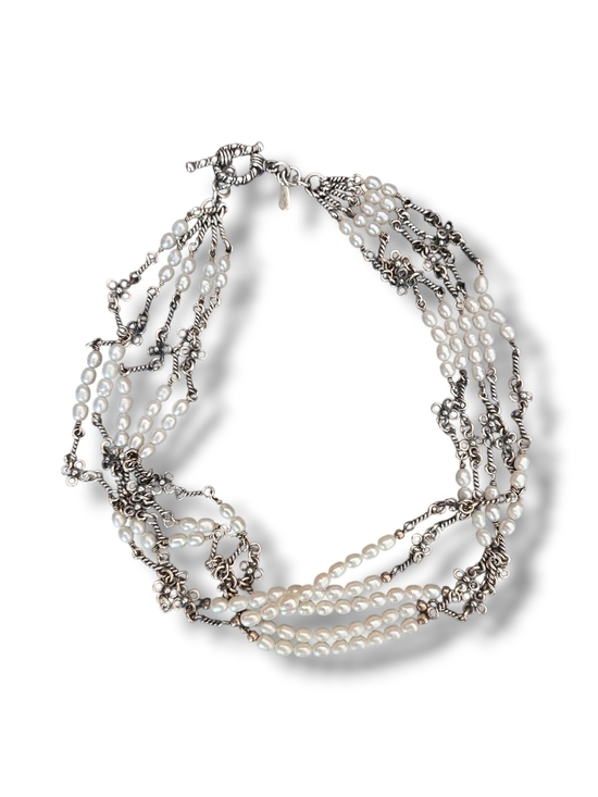 Silpada Jewelry - vintage Silpada White Pearl Multi-Strand Necklace with Silver Accents